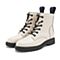 Teenmix/天美意冬商场同款米白牛皮革女皮靴AT531DD8