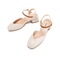 Teenmix/天美意夏新款商场同款米白色绵羊皮革方头后空女皮凉鞋CAD39BH9