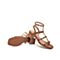 Teenmix/天美意夏新款商场同款棕色丁字式铆钉女皮凉鞋CI504BL9