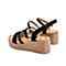 Teenmix/天美意夏新款商场同款黑色坡跟一字带女皮凉鞋AT701BL9