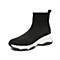Teenmix/天美意冬新款商场同款黑色街头休闲厚底袜靴女短靴AV431DD9