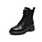 Teenmix/天美意冬新款商场同款黑色英伦风系带牛皮革马丁靴女短靴AV771DD9
