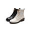Teenmix/天美意2020冬新款商场同款简约方跟高帮绑带休闲牛皮革女短靴6OE41DD0