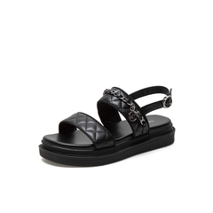 Teenmix/天美意2021夏新款商场同款菱格气质舒适时尚女凉鞋BA051BL1
