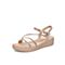 Teenmix/天美意2021夏新款商场同款坡跟一字式扣带时装女凉鞋6Z945BL1