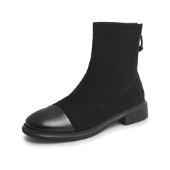 Teenmix/天美意2021冬新款商场同款气质简约时装靴女皮靴BB391DZ1