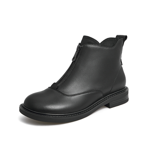 Teenmix/天美意2021冬新款时尚气质简约女皮短靴1MDX6DD1