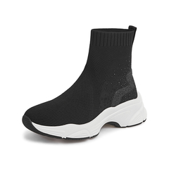 Teenmix/天美意2021冬新款商场同款弹力靴闪钻运动风女飞织短靴BB551DD1