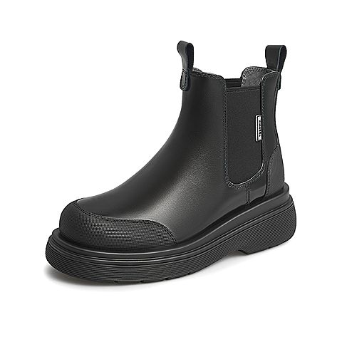 Teenmix/天美意2021冬商场同款复古圆头切尔西靴女皮短靴CVJ41DD1