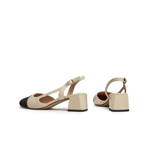 天美意2023夏新款商场同款拼色小香风气质粗高跟女凉鞋BG051BH3