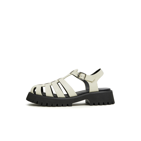 天美意2023夏新款商场同款镂空条带复古简约罗马鞋女凉鞋CX345BH3