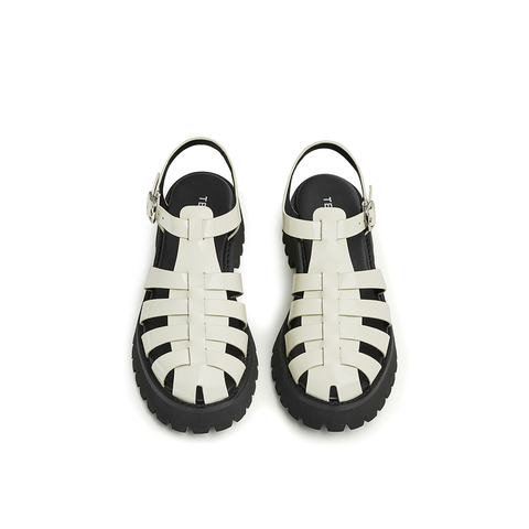 天美意2023夏新款商场同款镂空条带复古简约罗马鞋女凉鞋CX345BH3