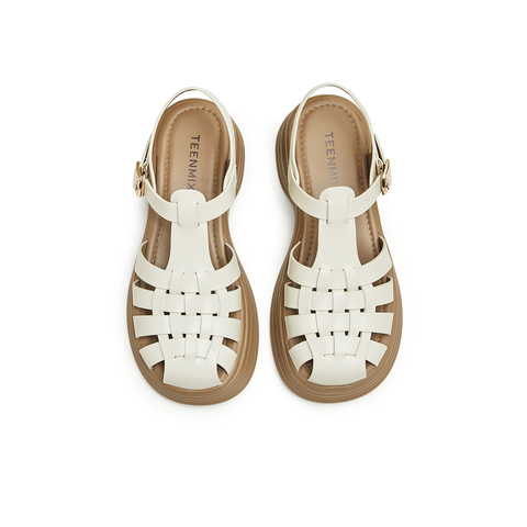 天美意2024夏新款商场同款猪笼鞋包头厚底女罗马凉鞋CLR30BH4