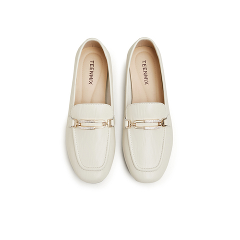 天美意2024春新款商场同款平底舒适通勤单鞋女乐福鞋BI291AA4