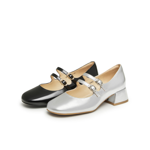 天美意2024春新款商场同款法式复古玛丽珍浅口女单鞋CRW25AQ4