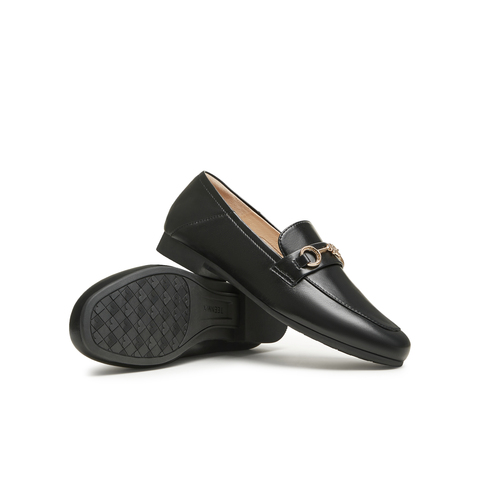 天美意2024秋新款商场同款简约通勤马衔扣女皮鞋乐福鞋CPC10CA4