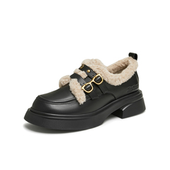 天美意2024冬新款商场同款疯狂动物城联名毛毛鞋女乐福鞋CR820DM4