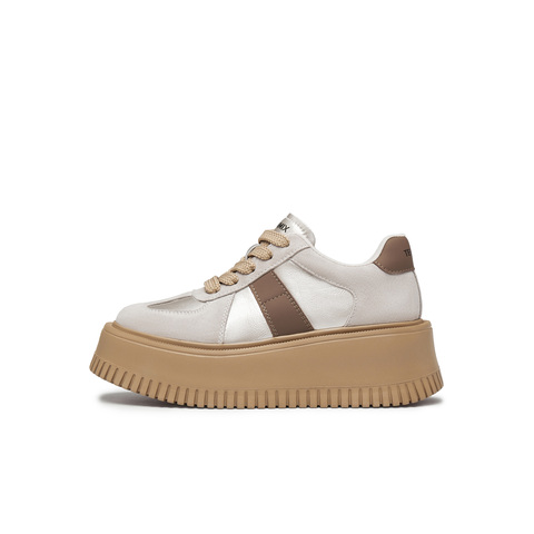 天美意2025春新款休闲系带厚底运动鞋复古百搭女德训鞋KG059AM5