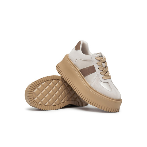 天美意2025春新款休闲系带厚底运动鞋复古百搭女德训鞋KG059AM5