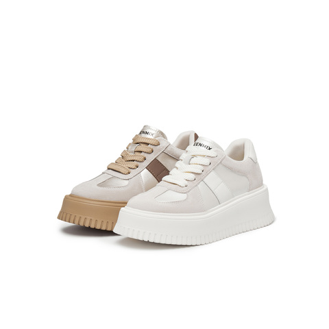 天美意2025春新款休闲系带厚底运动鞋复古百搭女德训鞋KG059AM5