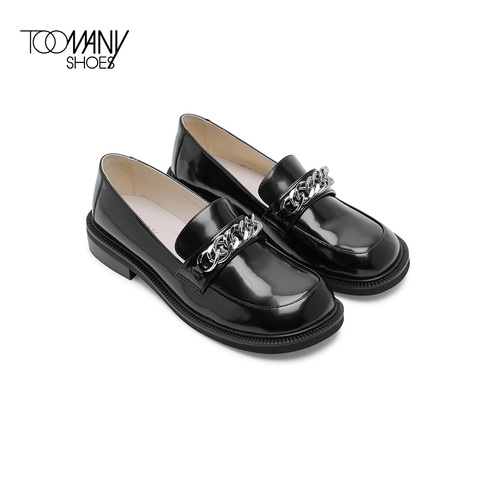 Toomanyshoes女鞋2022春新款东京画报方头平底乐福鞋女一脚蹬单鞋