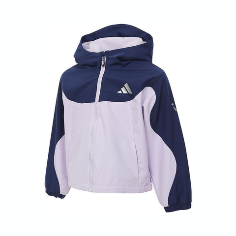 adidas阿迪达斯2024女小童LK JKT HOODY梭织连帽外套KB0578