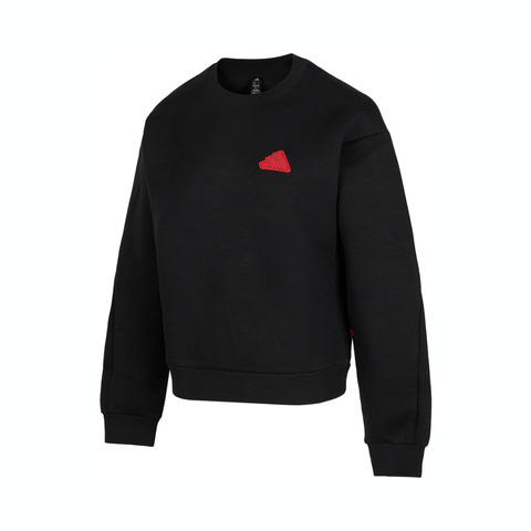 adidas阿迪达斯2024女子CW CREW针织无帽卫衣JZ1639