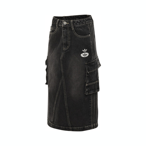 Adidas Original阿迪三叶草2025女子RAC DENIM SKIRT牛仔长裙JX6864