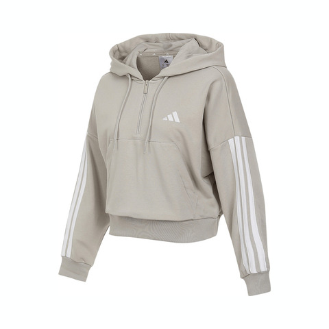 adidas阿迪达斯2025女子W 3S FT QZ HD针织连帽卫衣JN1958