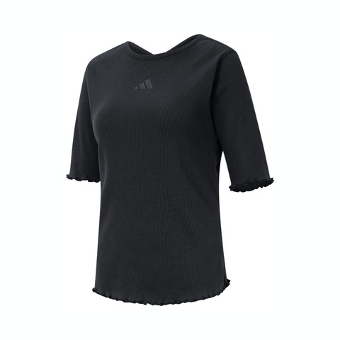adidas阿迪达斯2025女子LUX AD RIB TEE针织无领短TJL5093