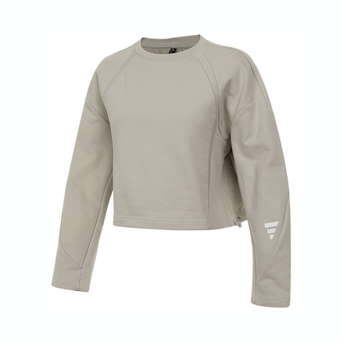 adidas阿迪达斯2025女子FUSTL W CREW针织无帽卫衣JM4276