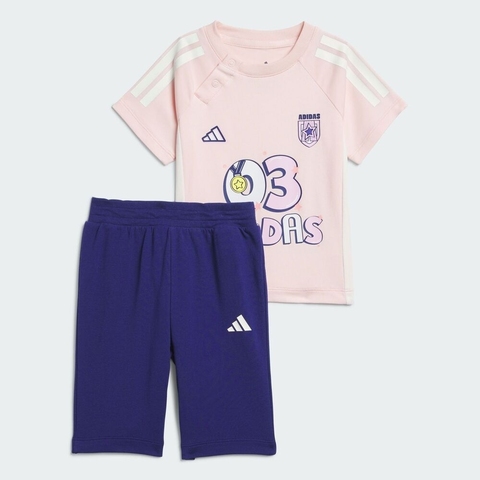 adidas阿迪达斯2025女婴童IN 3/4 PNT SET短袖套服JM3418