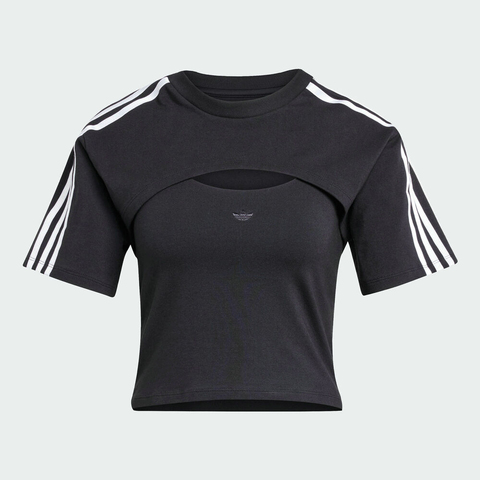 adidas Originals阿迪三叶草2025女子CUT-OUT TEE针织无领短TJD0042