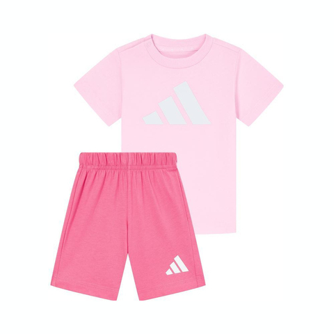 adidas阿迪达斯2025女婴童I BL T-SET 160短袖套服JC9639