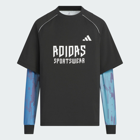 adidas阿迪达斯2025男大童JK BTS 2IN1 TEE针织无领长TKC2548