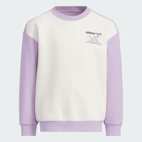 adidas阿迪达斯2025女小童LK KN CREW针织无帽卫衣KC5336