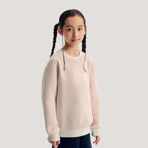 Adidas Kids阿迪儿童2025女小童LK KN CREW针织无帽卫衣KV4478