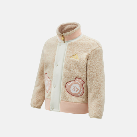 Adidas Kids阿迪儿童2025女小童LK BOA JKT人造毛绒外套KV7003