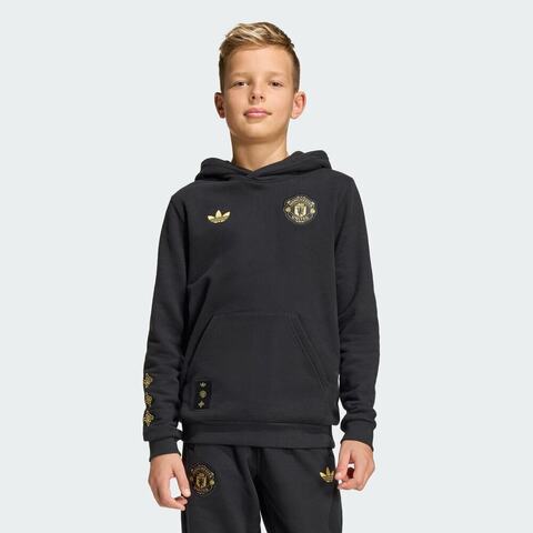 Adidas Kids阿迪儿童2025男大童MUFC CS HD Y针织无帽卫衣JM5570
