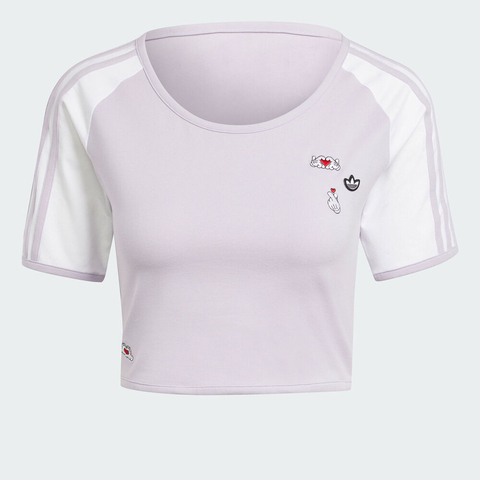 adidas Originals阿迪三叶草2024女子3S BB TEE SNAP圆领短TIY2269