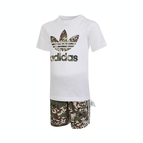 adidas originals阿迪三叶草小童2024男婴童SHORT TEE SET短袖针织套服IS3263