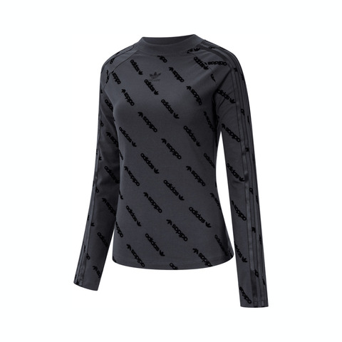 Adidas Original阿迪三叶草2025女子MONO LS TOP针织无领长TJE8355