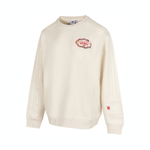 Adidas Original阿迪三叶草2024女子LNY W CREW针织无帽卫衣JL8425