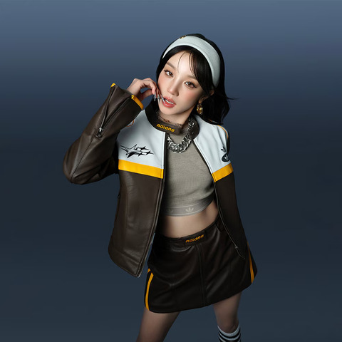 Adidas Original阿迪三叶草2025女子RAC PLTR JKT W皮衣JM8024