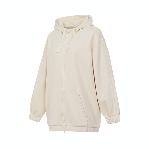 Adidas Original阿迪三叶草2025女子WASH ZIP HOODIE针织连帽外套JJ3092
