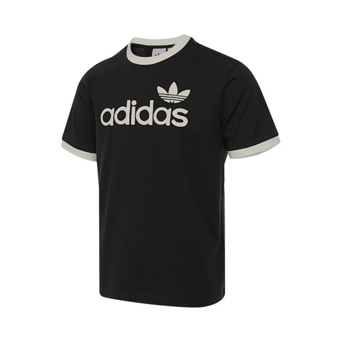 Adidas Original阿迪三叶草2025男子SIMPLE TEE针织无领短TJC8372