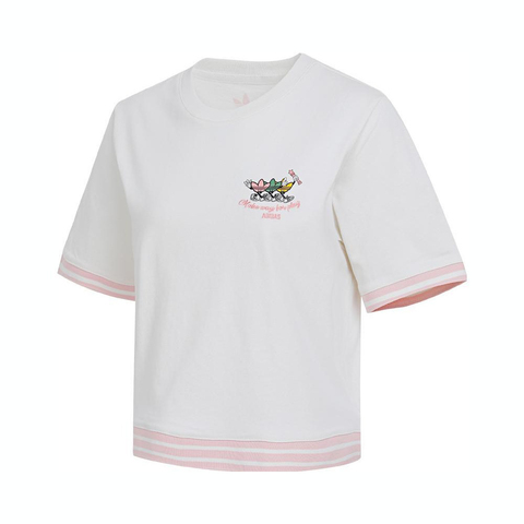 adidas Originals阿迪三叶草2025女大童JG CROP TEE针织无领短TJV5290