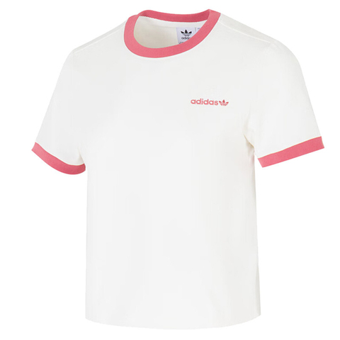 adidas Originals阿迪三叶草2025女子SC GFX S TEE W1针织无领短TJM7972