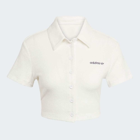 adidas Originals阿迪三叶草2025女子TOWEL TEE针织有领短TJC5334