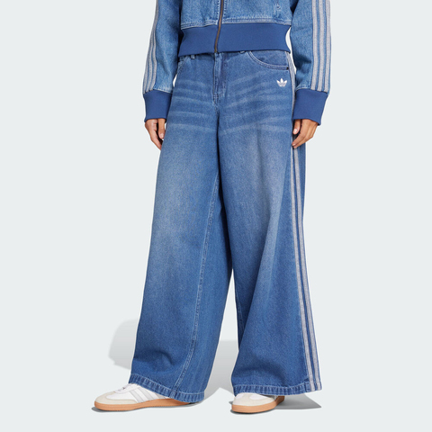 adidas Originals阿迪三叶草2025女子DENIM WIDE PANT牛仔长裤JV7454